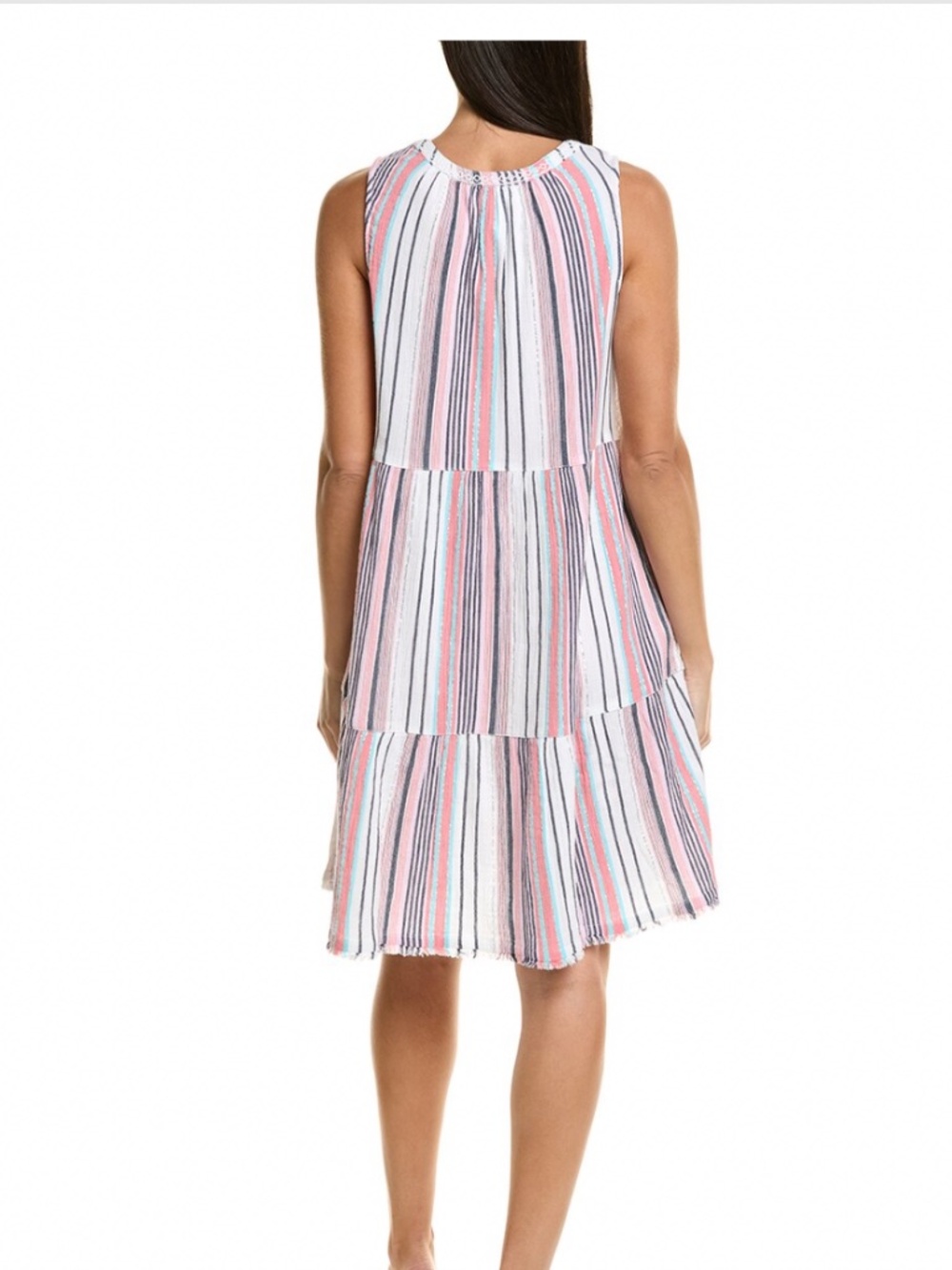Tommy Bahama Mykonos Stripe Tiered Dress in Pure Coral sz M EUC $148 R - Picture 2 of 8
